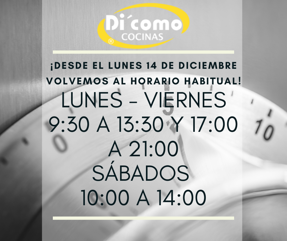 Regresamos a nuestro horario habitual desde el Lunes 14 de Diciembre