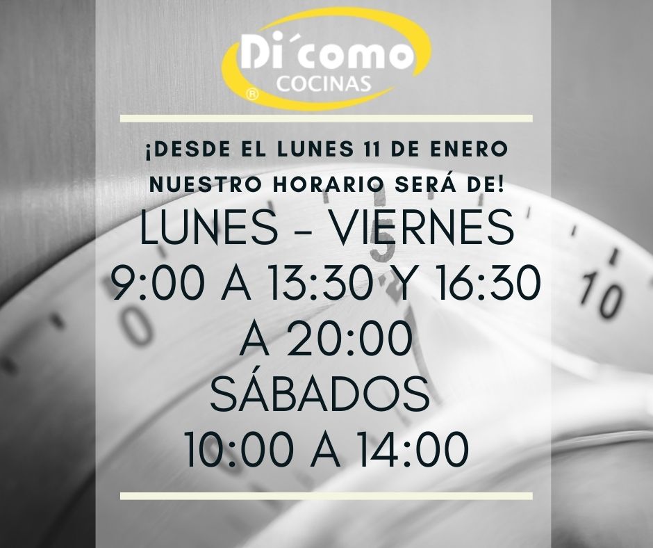 Nuevo horario a partir del lunes 11 de Enero