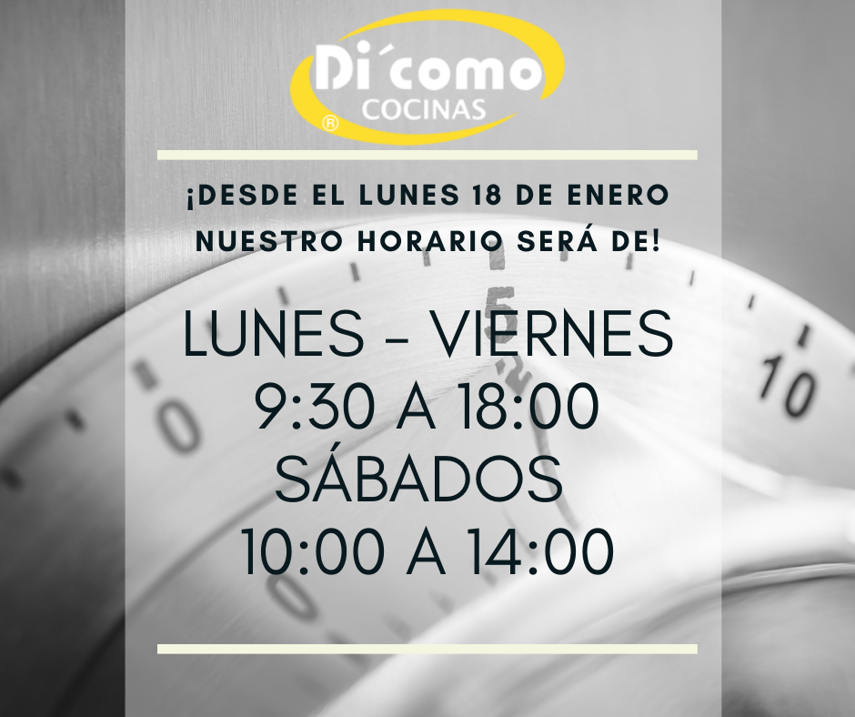 Nuevo horario a partir del lunes 18 de Enero