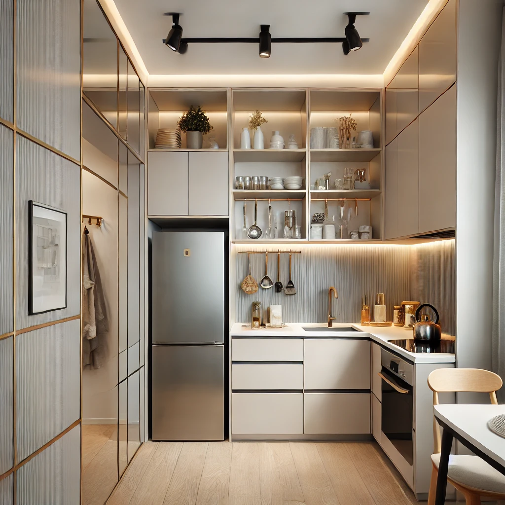 ¡Transforma tu Cocina con los Mejores Materiales en Di'Como Cocinas! Cocinas Sevilla DALL·E-2024-10-05-17.05.57-Small-but-modern-and-functional-kitchen-with-smart-storage-solutions-integrated-appliances-and-light-colors-to-create-a-spacious-and-stylish-atmosph ¡Transforma tu Cocina con los Mejores Materiales en Di'Como Cocinas!