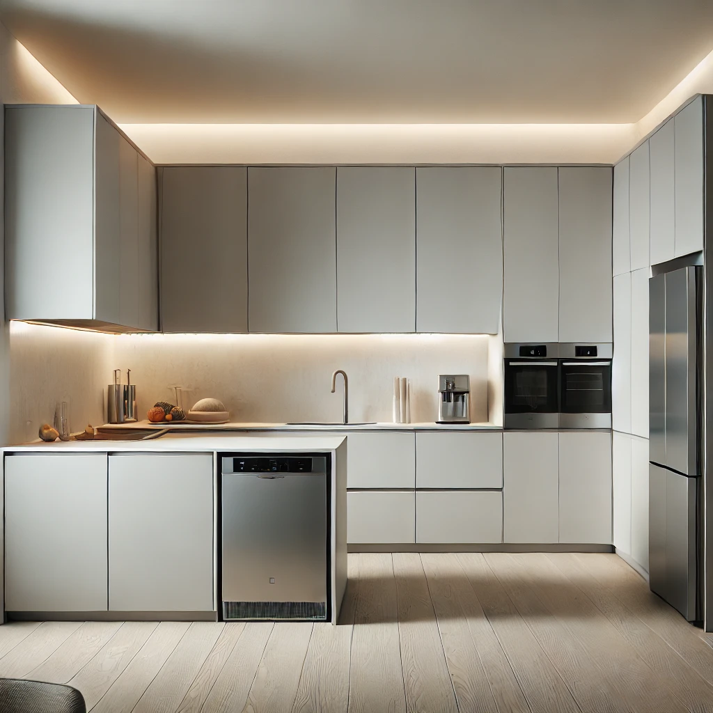 ¡Transforma tu Cocina con los Mejores Materiales en Di'Como Cocinas! Cocinas Sevilla DALL·E-2024-10-05-17.05.59-Minimalist-kitchen-with-integrated-appliances-sleek-and-uniform-cabinetry-creating-a-modern-clean-look.-Hidden-refrigerator-dishwasher-and-microw ¡Transforma tu Cocina con los Mejores Materiales en Di'Como Cocinas!